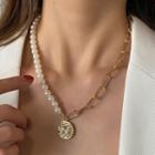 Faux Pearl Necklace Dz-279-01 - Gold - One Size
