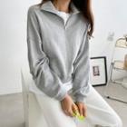 High-neck Zip-front Top
