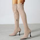 Flared Heel Pointed Over-the-knee Boots