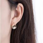925 Sterling Silver Irregular Hoop Faux Pearl Earring 1 Pair - R400 - One Size