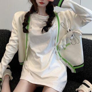 Rabbit Cardigan With Rabbit - White - One Size