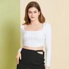 Eco-friendly Long-sleeve Square-neck Crop Top