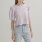 Puff-sleeve Eyelet-lace Crop Top