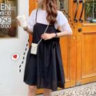 Short-sleeve Chiffon Top / Mini Pinafore Dress