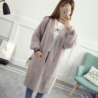 Pocketed Long Open-front Cardigan