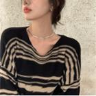 Striped Long-sleeve Loose-fit Sweater Stripe - One Size