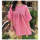 Frill Trim Plaid 3/4-sleeve Dress