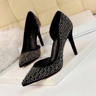 Rivet Pointed Kitten-heel Pumps