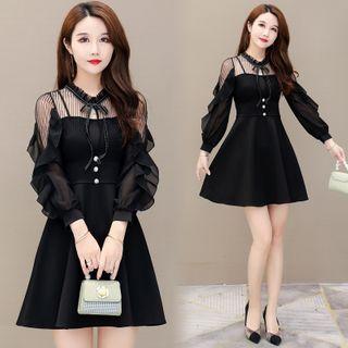 Mock Two-piece Ruffle Mini A-line Dress