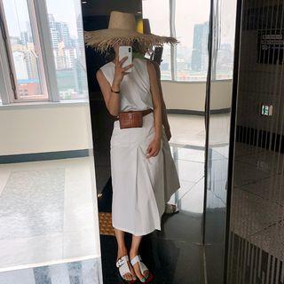 Band-waist Pleated-front Skirt