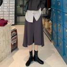 Slit Midi A-line Skirt Gray - One Size
