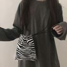 Zebra Print Drawstring Crossbody Bag Zebra - Black & White - One Size