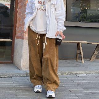 Plain Wide Leg Corduroy Pants