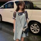Sheer Short-sleeve Shift Dress