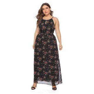Plus Size Sleeveless Printed Chiffon Dress