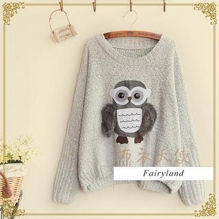 Owl Appliqu  Sweater