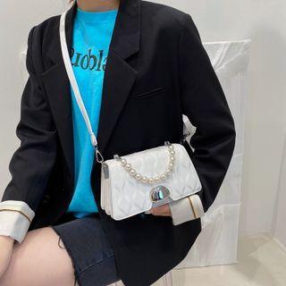 Faux Pearl Flap Mini Crossbody Bag