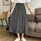Floral Print A-line Midi Skirt Black - One Size