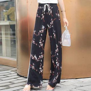 Floral Chiffon Wide Leg Pants