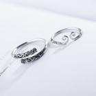 Couple Matching 925 Sterling Silver Embossed Open Ring