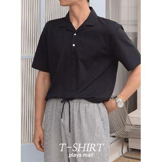 Plain Notch-collar Polo Shirt
