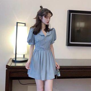 Puff Sleeve High Waist A-line Dress