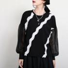 Contrast Panel Long-sleeve T-shirt Black & White - One Size