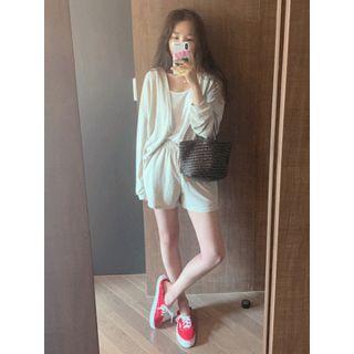 Set: Linen Hoodie + Band-waist Shorts