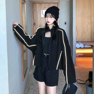 Reflective Trim Zip Jacket