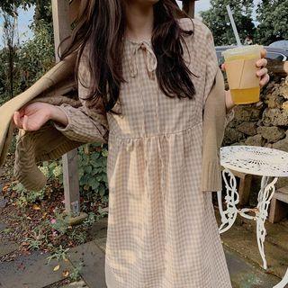 Long-sleeve Plaid Dress / Cardigan