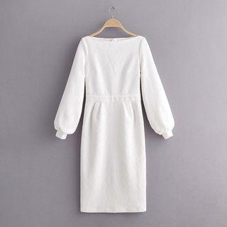Long-sleeve Jacquard Midi Sheath Dress