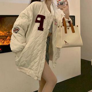 Long-sleeve Lettering Jacket Almond - One Size