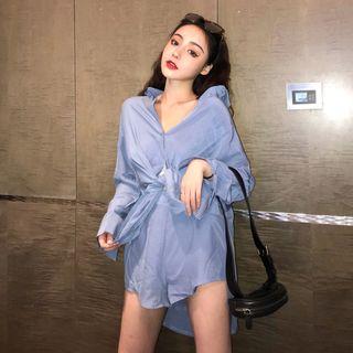 Set: Plain Shirt + High Waist Shorts