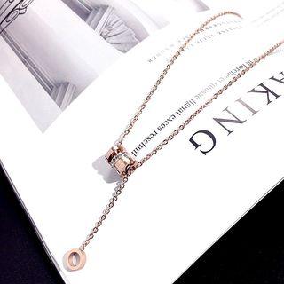 Rhinestone Pendant Necklace 18k - Rose Gold - One Size