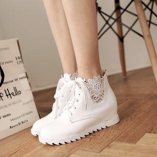 Lace Insert Lace-up Short Boots