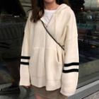 Contrast Trim Hooded Zip-up Cardigan