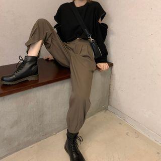 Slit-hem Wide Leg Dress Pants