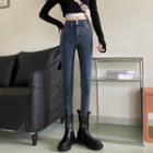 High-waist Double Buttoned Skinny Jeans