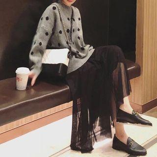 Set: Dotted Sweater + A-line Midi Skirt