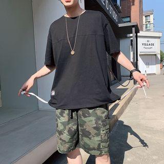 Elbow-sleeve Drawstring T-shirt