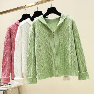 Long-sleeve Cable Knit Zipped Cardigan