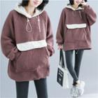 Color Block Hoodie Coffee - One Size