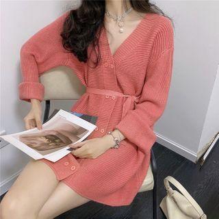 Tie-side Cardigan Orange - One Size