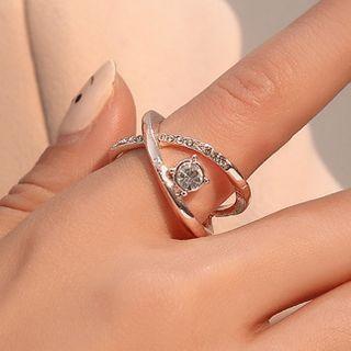 Alloy Rhinestone Layered Ring 01 - 3668 - Rose Gold - One Size