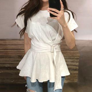 Short-sleeve Belted Top