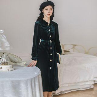 Velvet Midi A-line Shirtdress