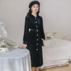 Velvet Midi A-line Shirtdress