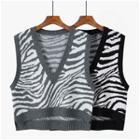 V-neck Zebra Print Sweater Vest