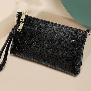 Faux Leather Zip Pouch Black - One Size
