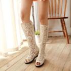 Lace Peep-toe Tall Boots